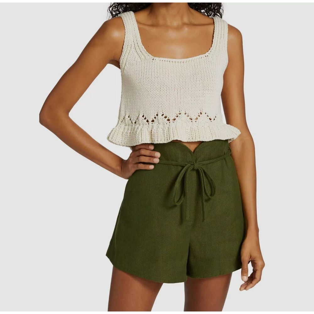 BA&SH Bash Women's Ivory Sena Squared Neck Knit Cropped Tank Top Size XS